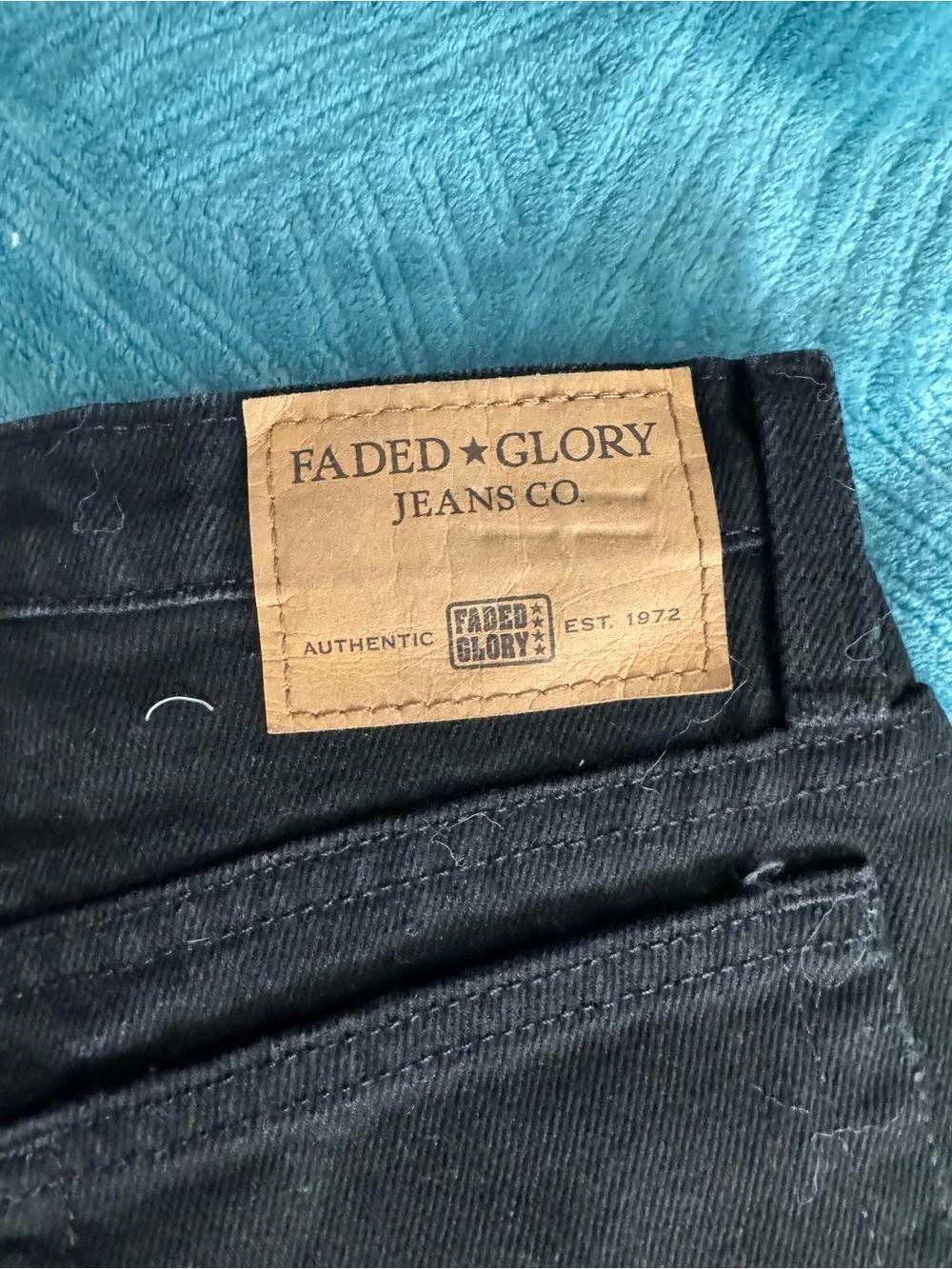 Faded Glory Black Denim Jeans with Leather Patch